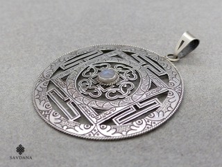 PA557 Pendentif Argent Massif Mandala Pierre de Lune