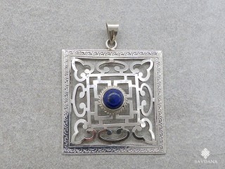 PA559 Pendentif Argent Massif Mandala Lapis Lazuli
