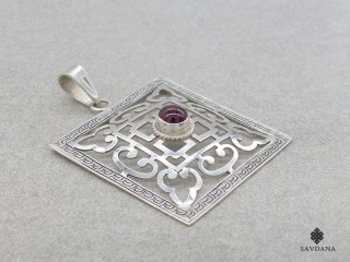 PA560 Pendentif Argent Massif Mandala Grenat
