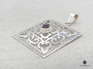 PA560 Pendentif Argent Massif Mandala Grenat
