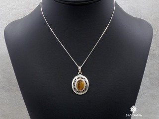 PA478 Pendentif Argent Massif Oeil de Tigre