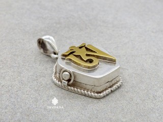 PA497 Pendentif Amulette Ghau Argent Massif Om