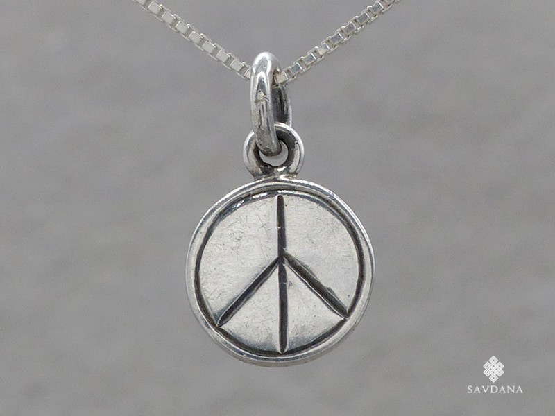 PA442 Petit Pendentif Charme Argent Massif Signe de la Paix
