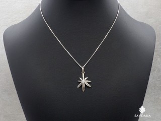PA449 Pendentif Argent Massif Feuille de Cannabis