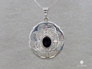 PA469 Pendentif Argent Massif Onyx Noir
