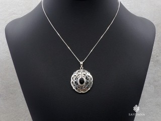 PA469 Pendentif Argent Massif Onyx Noir