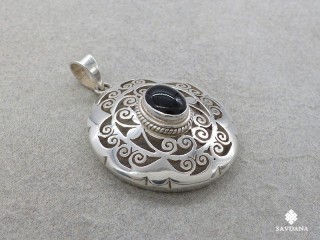 PA469 Pendentif Argent Massif Onyx Noir