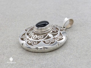 PA469 Pendentif Argent Massif Onyx Noir