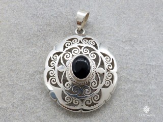 PA469 Pendentif Argent Massif Onyx Noir
