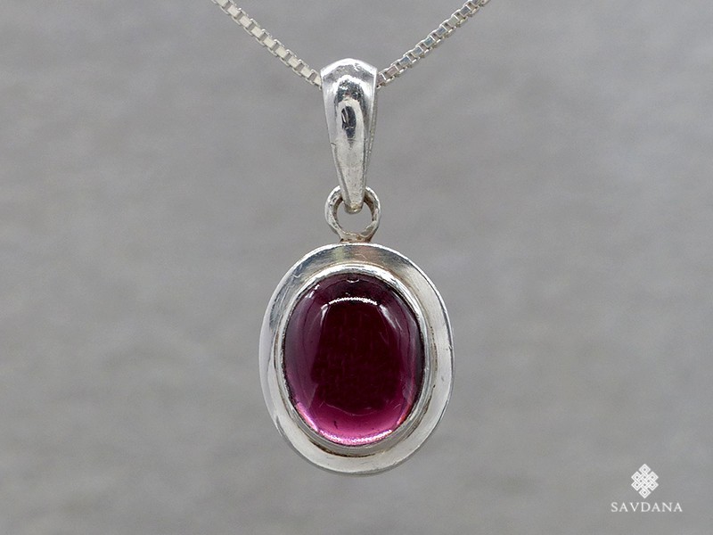 PA474 Pendentif Argent Massif Grenat