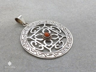 PA416 Pendentif Argent Massif Mandala Corail