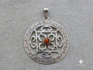 PA416 Pendentif Argent Massif Mandala Corail