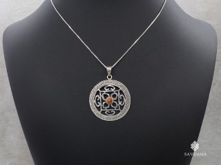 PA416 Pendentif Argent Massif Mandala Corail