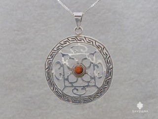 PA416 Pendentif Argent Massif Mandala Corail