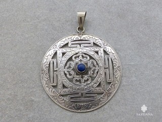 PA427 Pendentif Argent Massif Mandala Lapis Lazuli