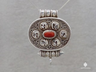 PA430 Pendentif Amulette Ghau Argent Massif Mantra