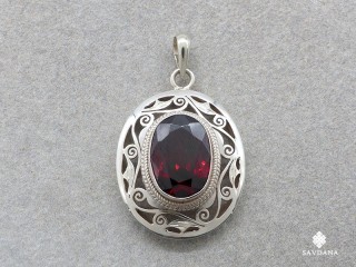 PA355 Pendentif Argent Massif Grenat
