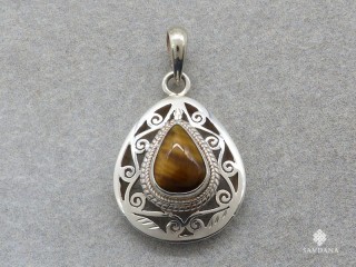 PA360 Pendentif Argent Massif Oeil de Tigre