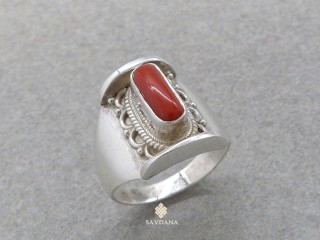 BA105 Bague Argent Massif Corail. Taille 63