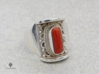 BA105 Bague Argent Massif Corail. Taille 63