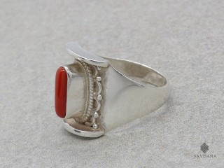 BA105 Bague Argent Massif Corail. Taille 63