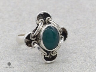 BA118 Bague Argent Massif Onyx. Taille 52