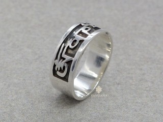 BA287. Bague Tibétaine en Argent Massif Mantra