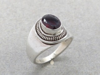 BA330 Bague Argent Massif Grenat. Taille 58
