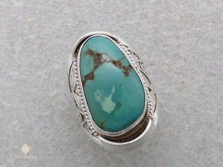 BA334 Bague Argent Massif Turquoise. Taille 63