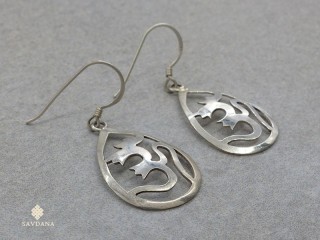 BdOA144 Boucles d'Oreille Tibétaines Argent Massif Om