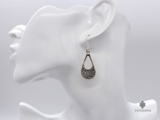 BdOA156 Boucles d'Oreille Tibétaines Argent Massif