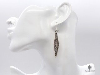 BdOA159 Boucles d'Oreille Tibétaines Argent Massif