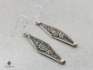 BdOA159 Boucles d'Oreille Tibétaines Argent Massif