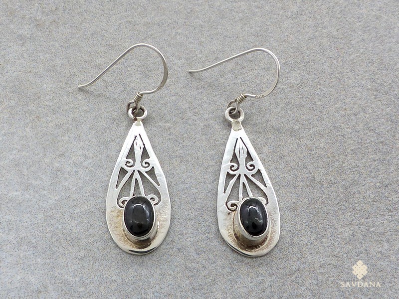 BdOA173 Boucles d'Oreille Argent Massif Hématite