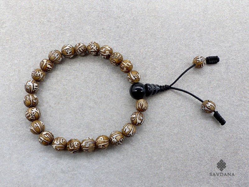 BrMala311 Bracelet Mala de Prières Tibétain Conque Mantra