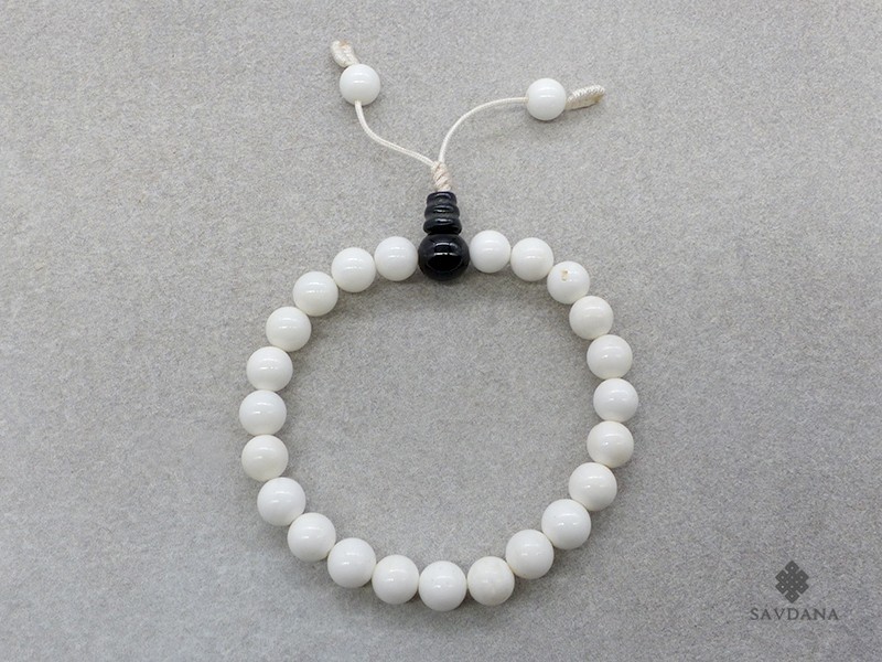 BrMala318 Bracelet Mala de Prières Tibétain Conque Onyx