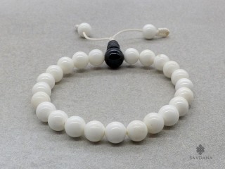 BrMala318 Bracelet Mala de Prières Tibétain Conque Onyx