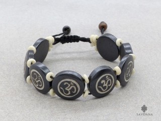 BrD212 Bracelet Tibétain Os de Buffle Om