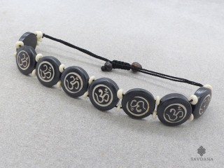 BrD212 Bracelet Tibétain Os de Buffle Om