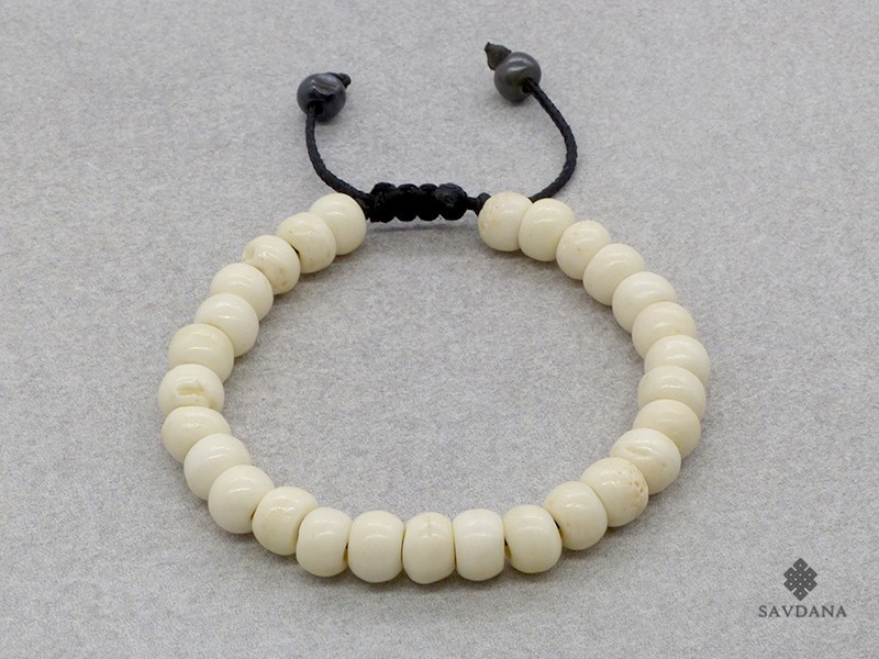 BrMala08 Bracelet Mala de Prières Tibétain Os de Buffle