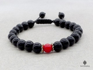 BrMala193 Bracelet Mala de Prières Tibétain Onyx