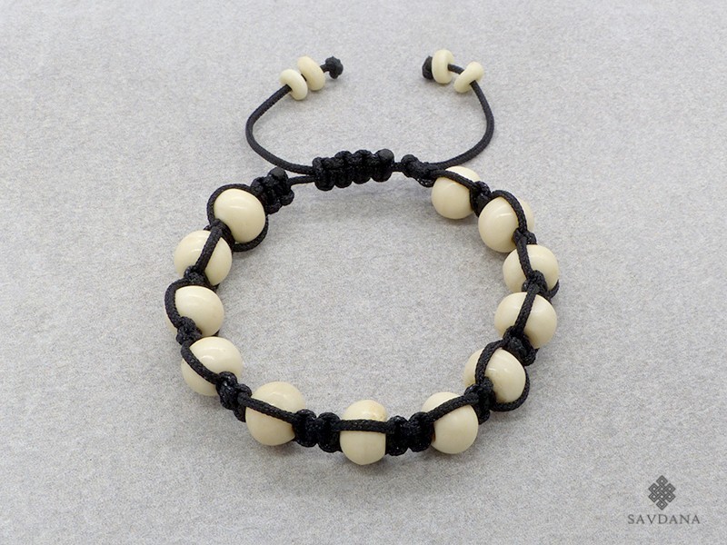 BrMala260 Bracelet Shambhala Tibétain Os de Buffle