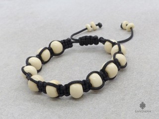 BrMala260 Bracelet Shambhala Tibétain Os de Buffle