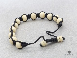 BrMala260 Bracelet Shambhala Tibétain Os de Buffle