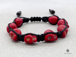 BrMala266 Bracelet Sanbhala Tibétain Crâne Tetes de Mort