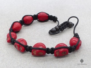BrMala266 Bracelet Sanbhala Tibétain Crâne Tetes de Mort