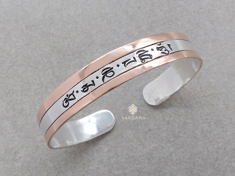 BrA94 Bracelet Tibétain Argent Massif Mantra Om Mani Padme Hum