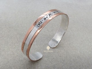 BrA94 Bracelet Tibétain Argent Massif Mantra Om Mani Padme Hum