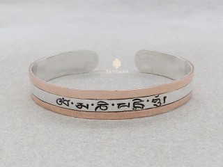 BrA94 Bracelet Tibétain Argent Massif Mantra Om Mani Padme Hum