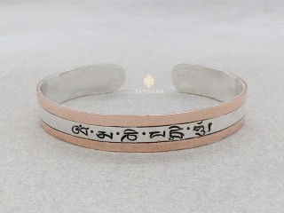 BrA94 Bracelet Tibétain Argent Massif Mantra Om Mani Padme Hum
